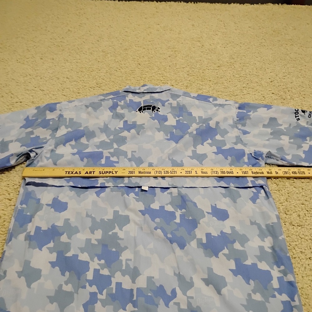 Old Tejas Shirt Mens L Blue Performance Texas Camouflage Hunting Fishing Hiking - Picture 15 of 16